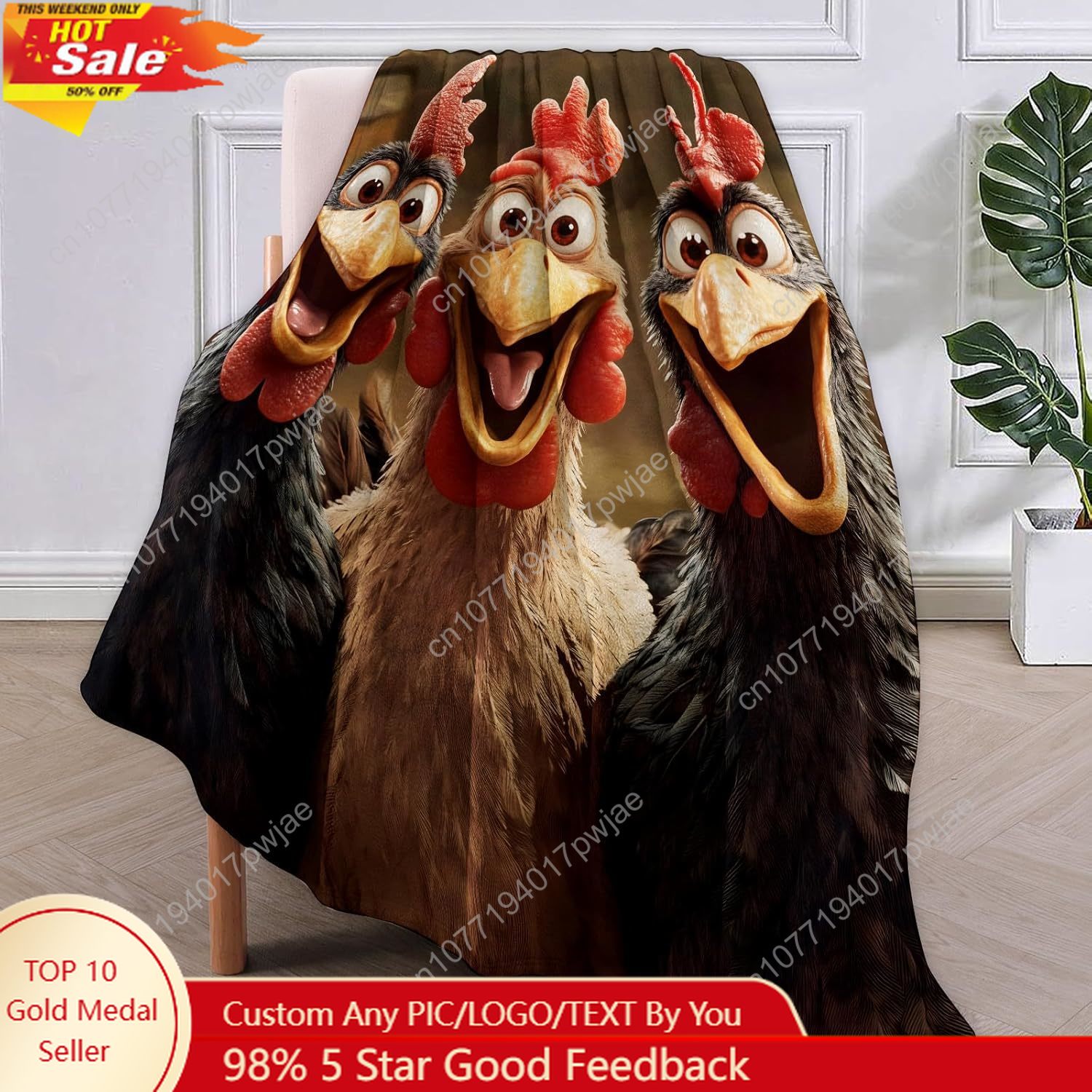 Home Textile - Chickens Blanket Gifts for Women, Cartoon