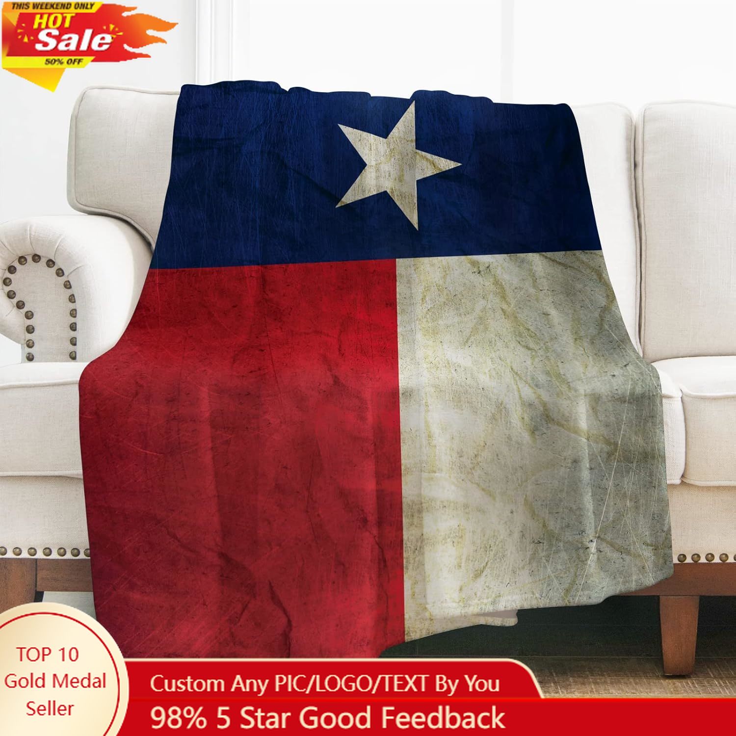 Home Textile - Levens Texas Flag Throw Blanket Gifts