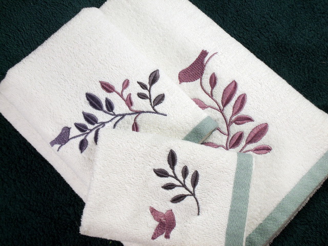 Home Textiles Towel Set - Ele Pure Cotton White Embroidered Bath