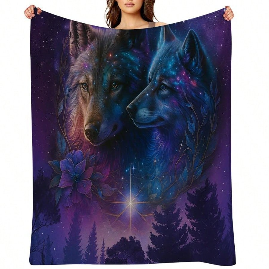 Galaxy Home Textiles - Galaxy Wolf Pattern Flannel printed blanket