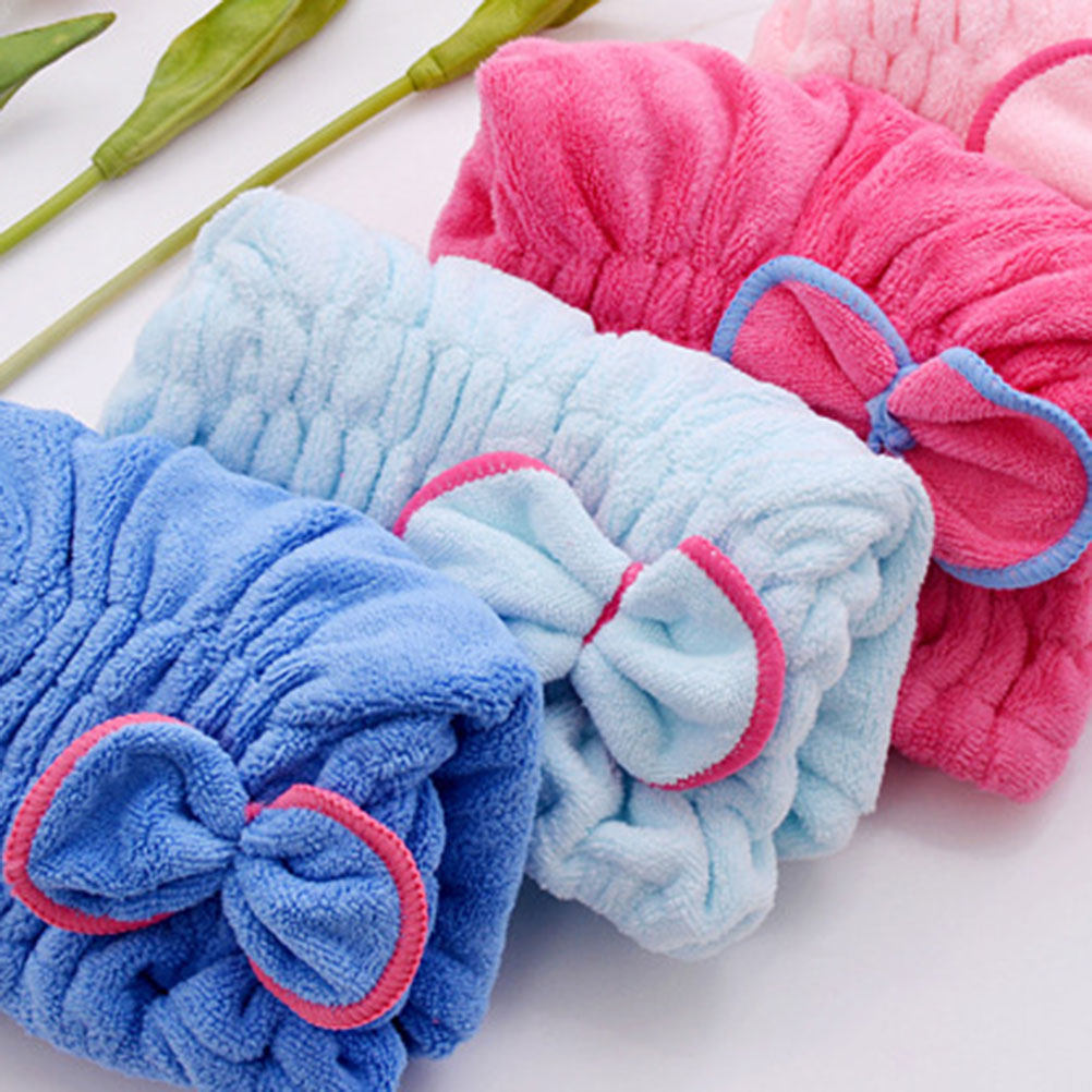 Bowknot Hair Drying Cap Coral  - Home Textiles Towel Set review and price