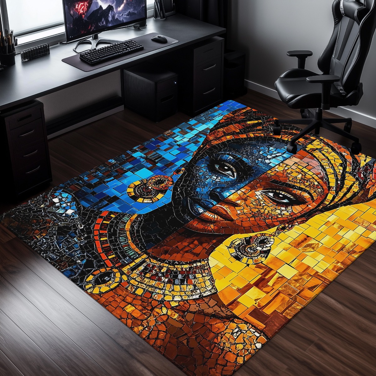 African mosaic woman art rug e - Home Art Textiles review and price
