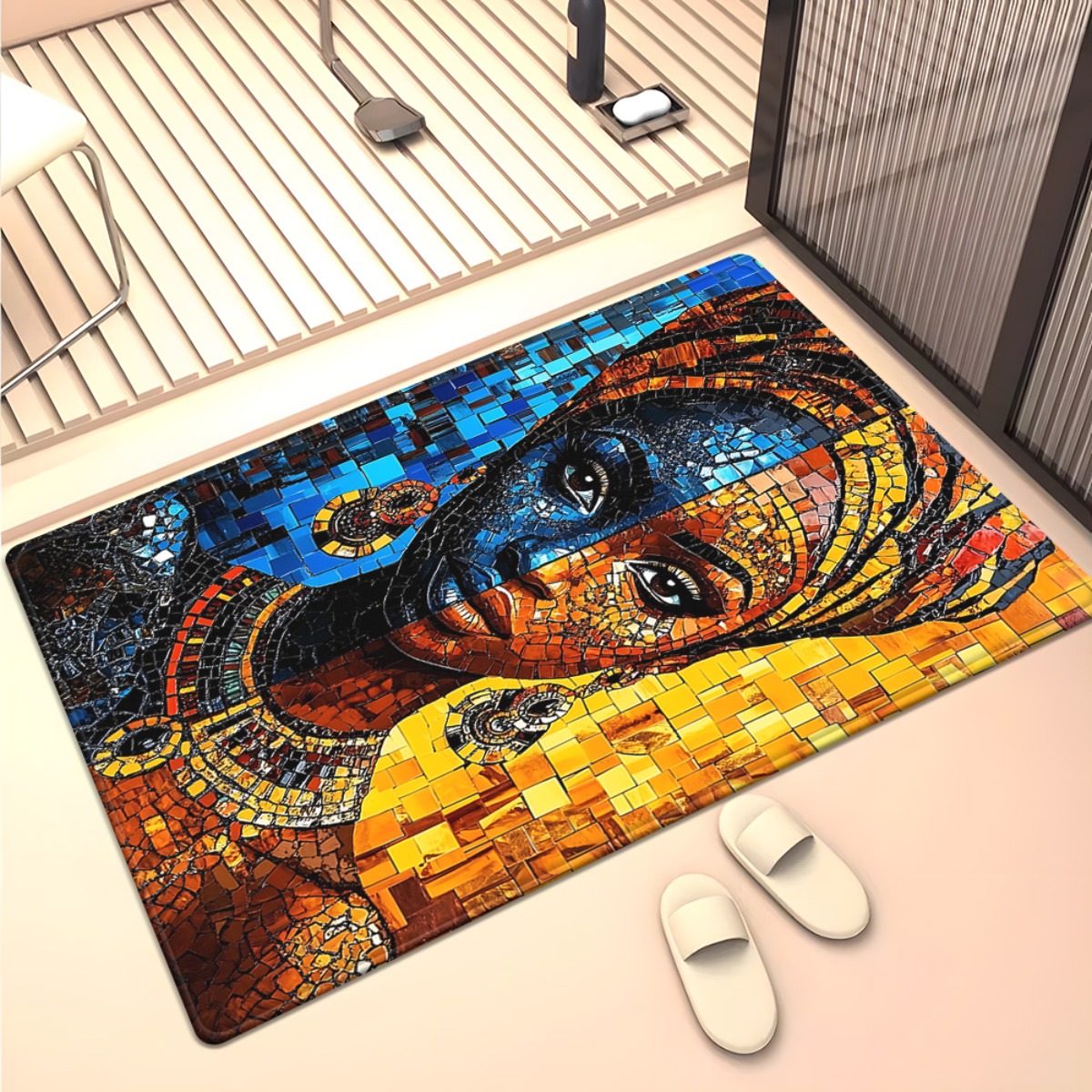 African mosaic woman art rug e - Home Art Textiles review and price