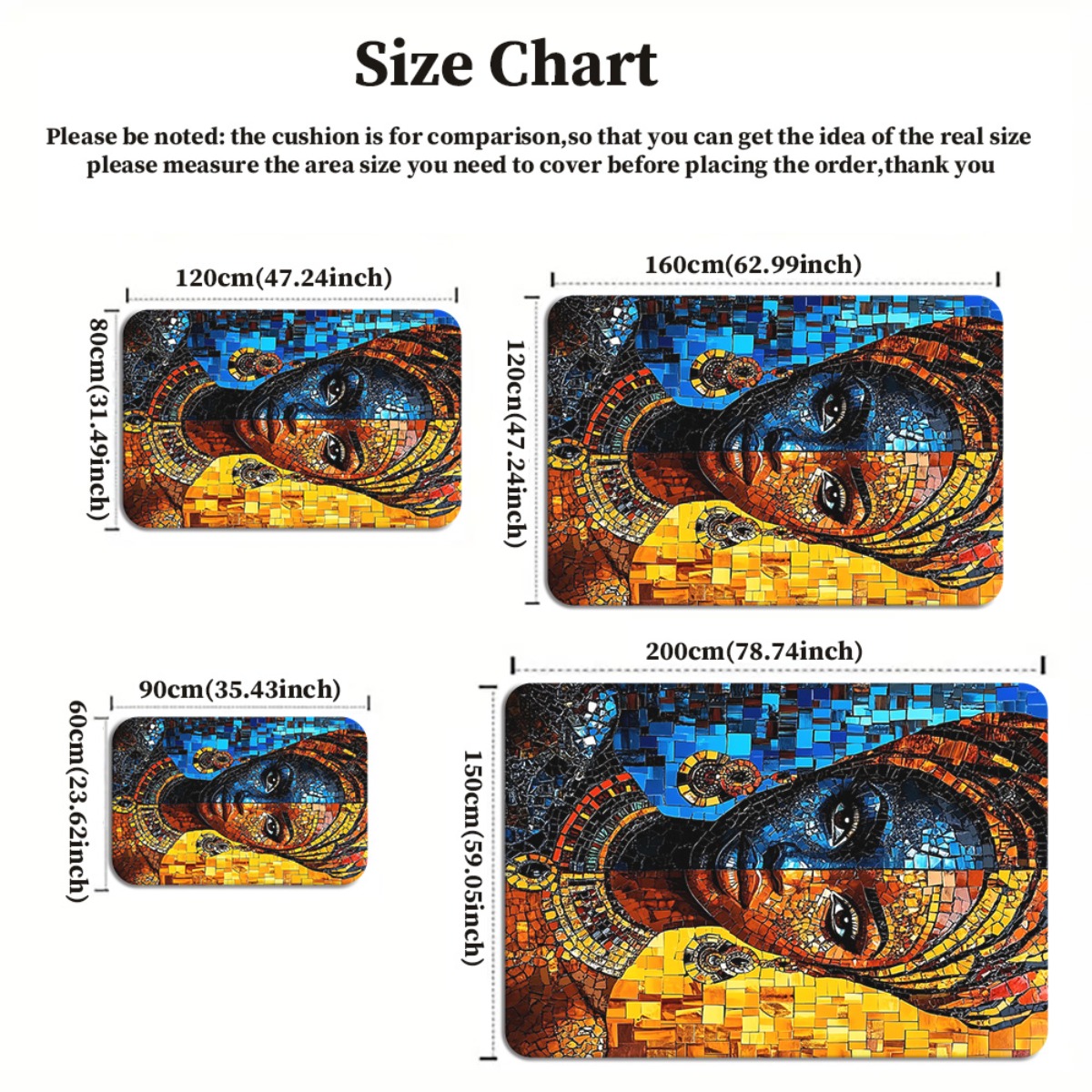 African mosaic woman art rug e - Home Art Textiles review and price