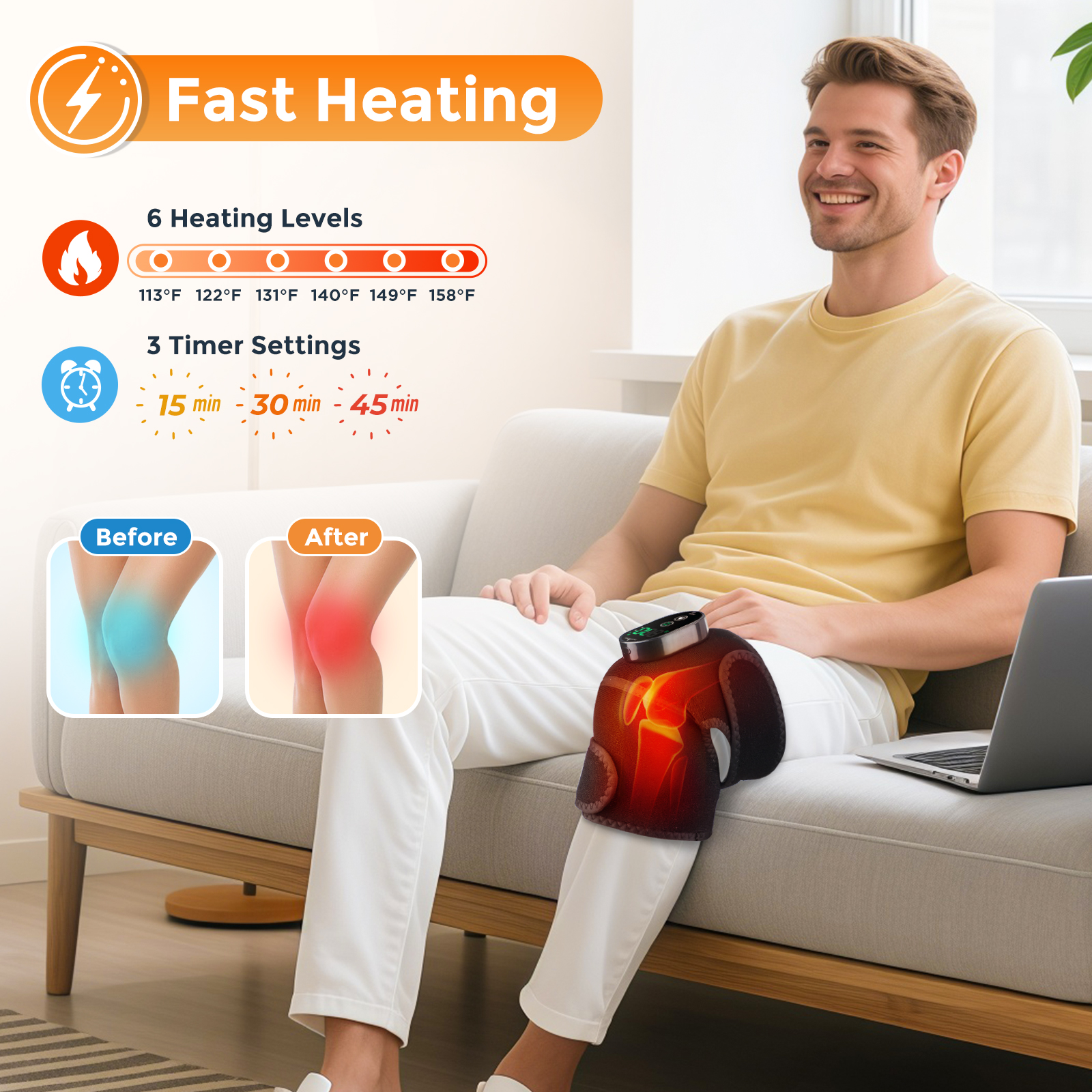 Heating Knee Massage Pad 3-In- - Heated Pad Electric review and price