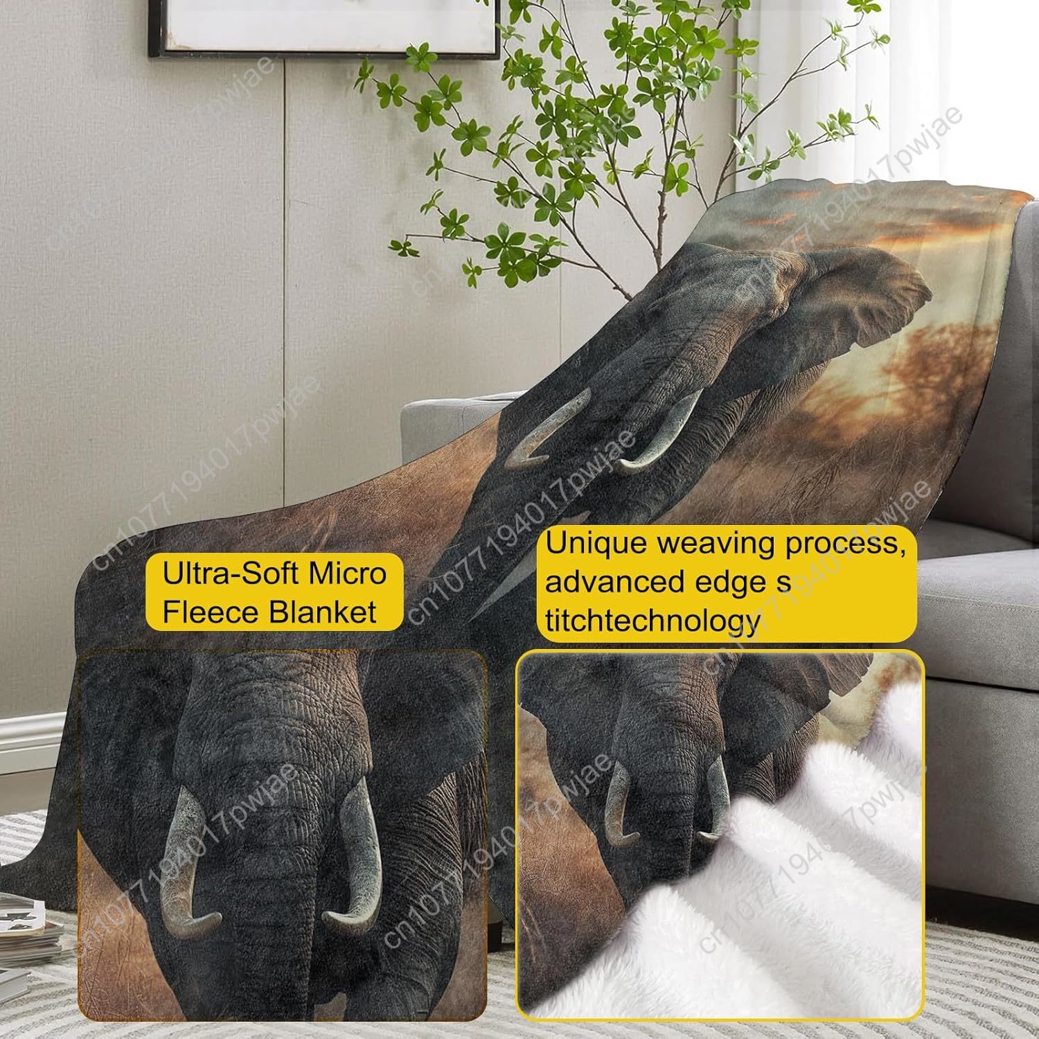 Elephant Fleece Blanket, Reali - Home Textile review and price