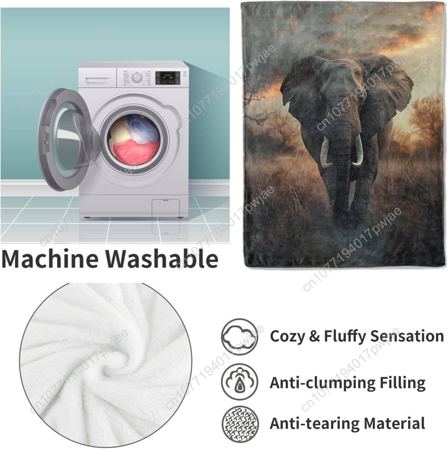 Elephant Fleece Blanket, Reali - Home Textile review and price