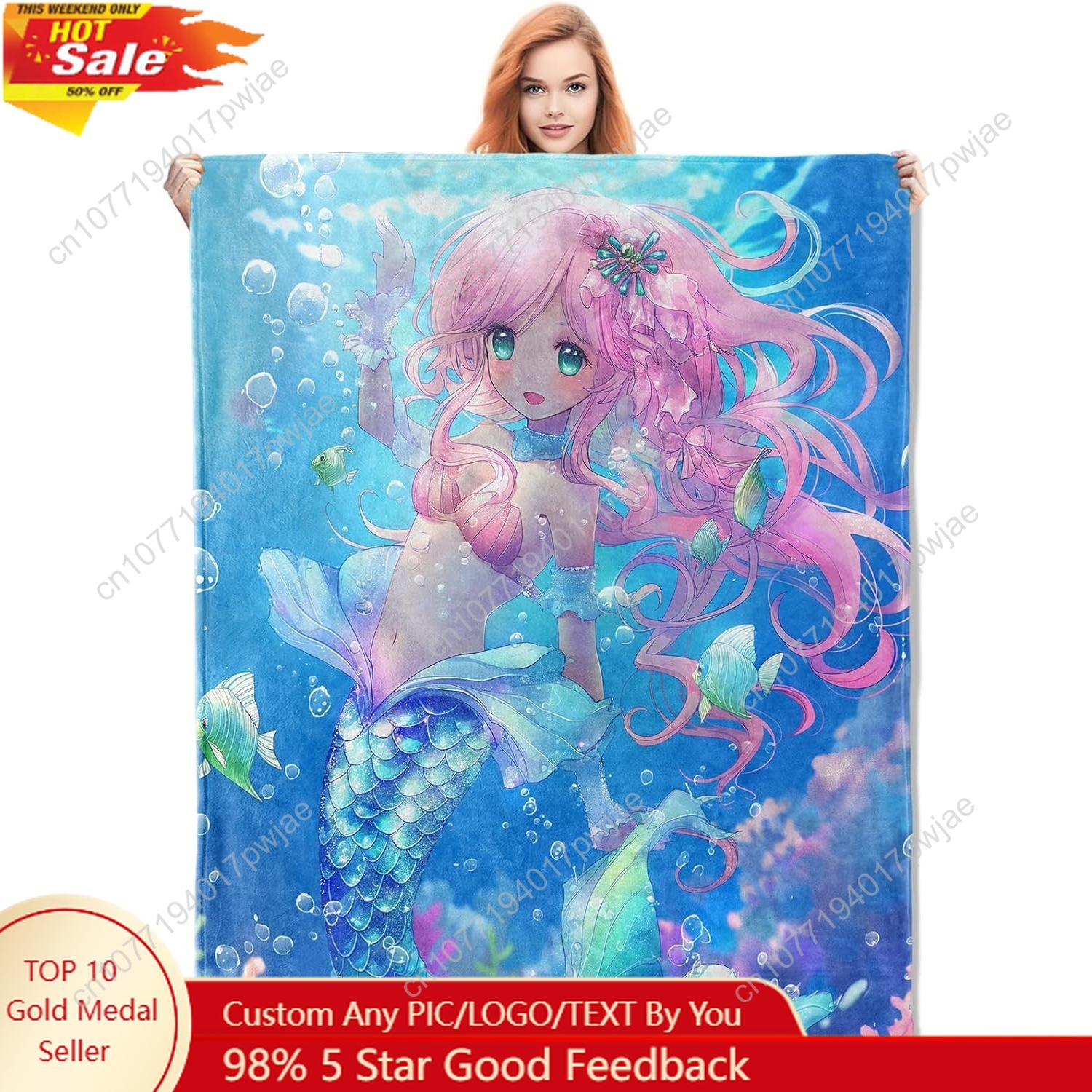 Cute Mermaid Blanket Cartoon F - Home Textile review and price