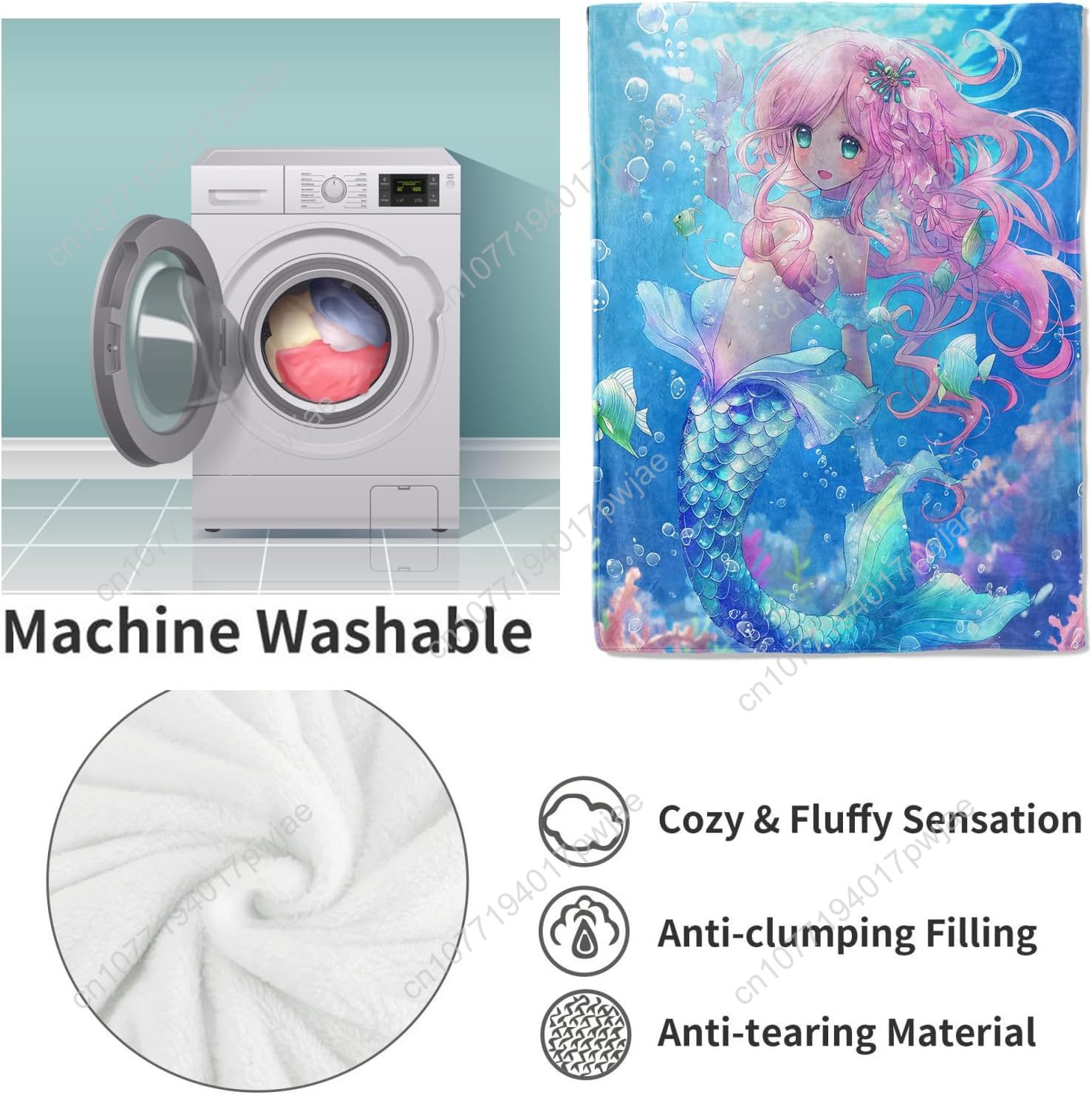 Cute Mermaid Blanket Cartoon F - Home Textile review and price