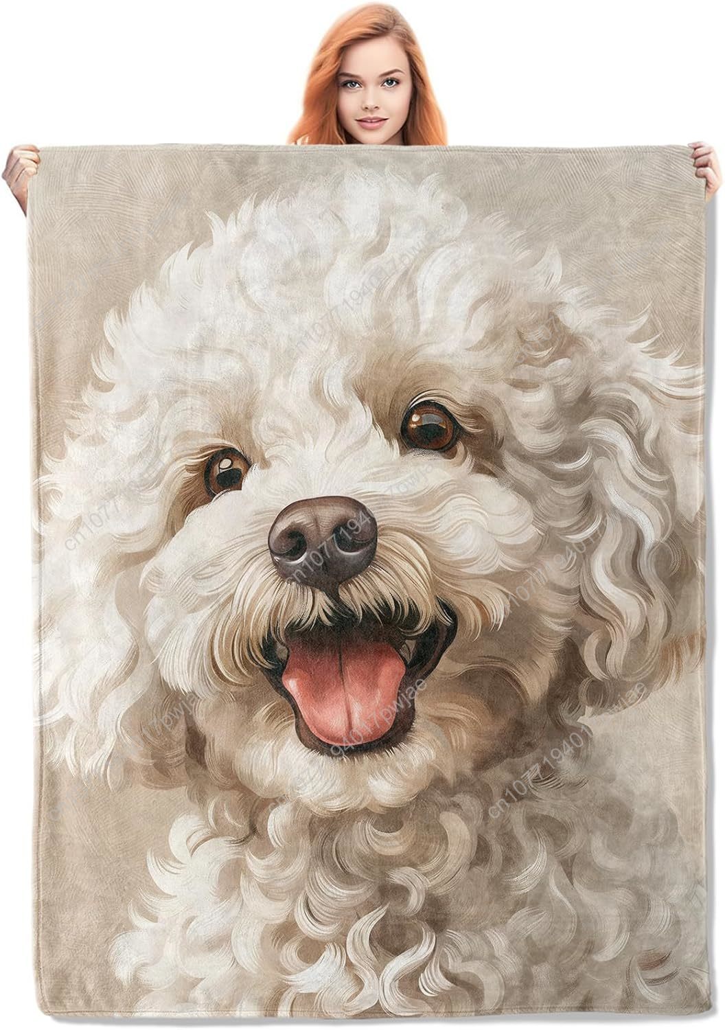 Joyful Poodle Portrait Blanket - Home Textile review and price