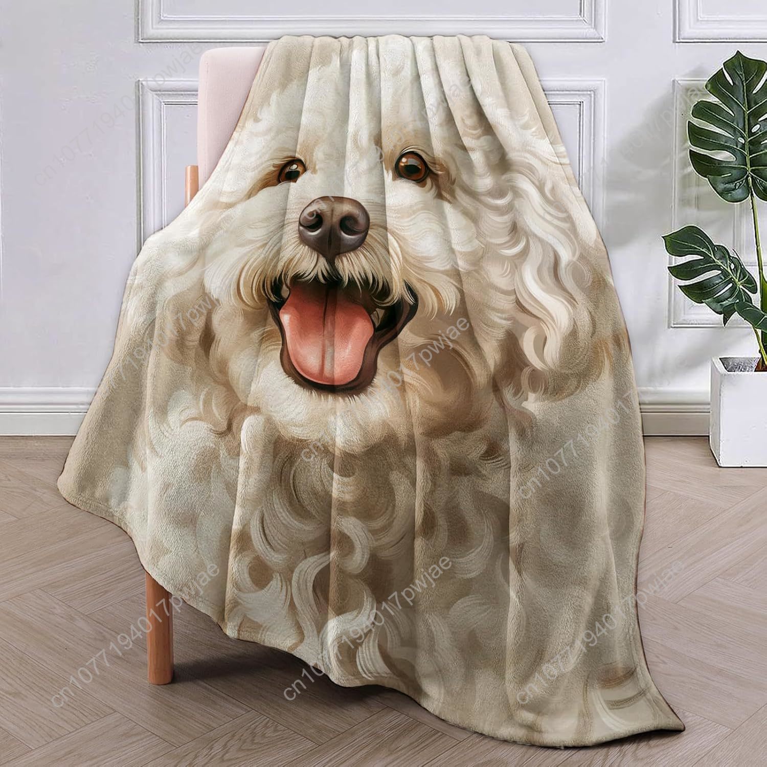 Joyful Poodle Portrait Blanket - Home Textile review and price