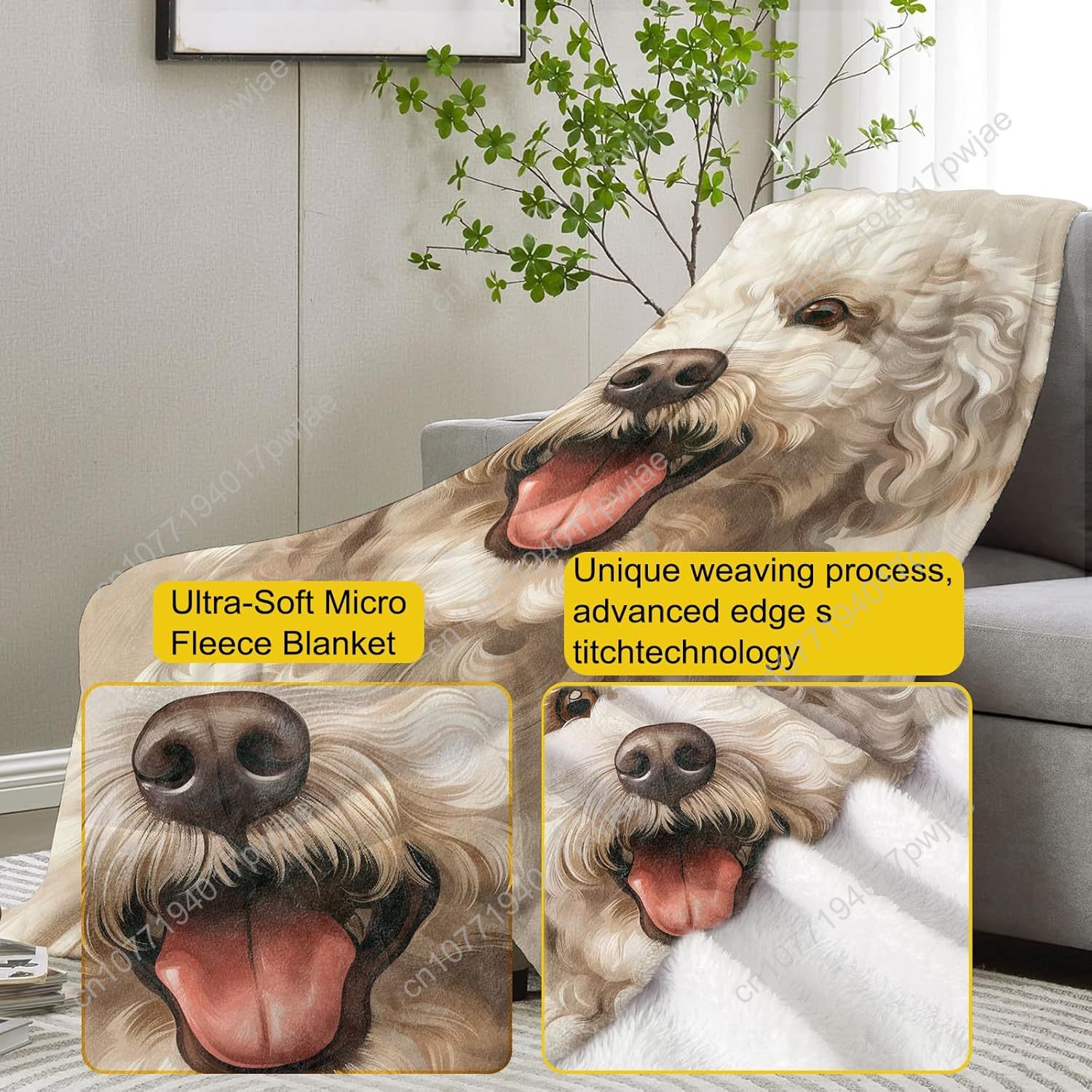 Joyful Poodle Portrait Blanket - Home Textile review and price