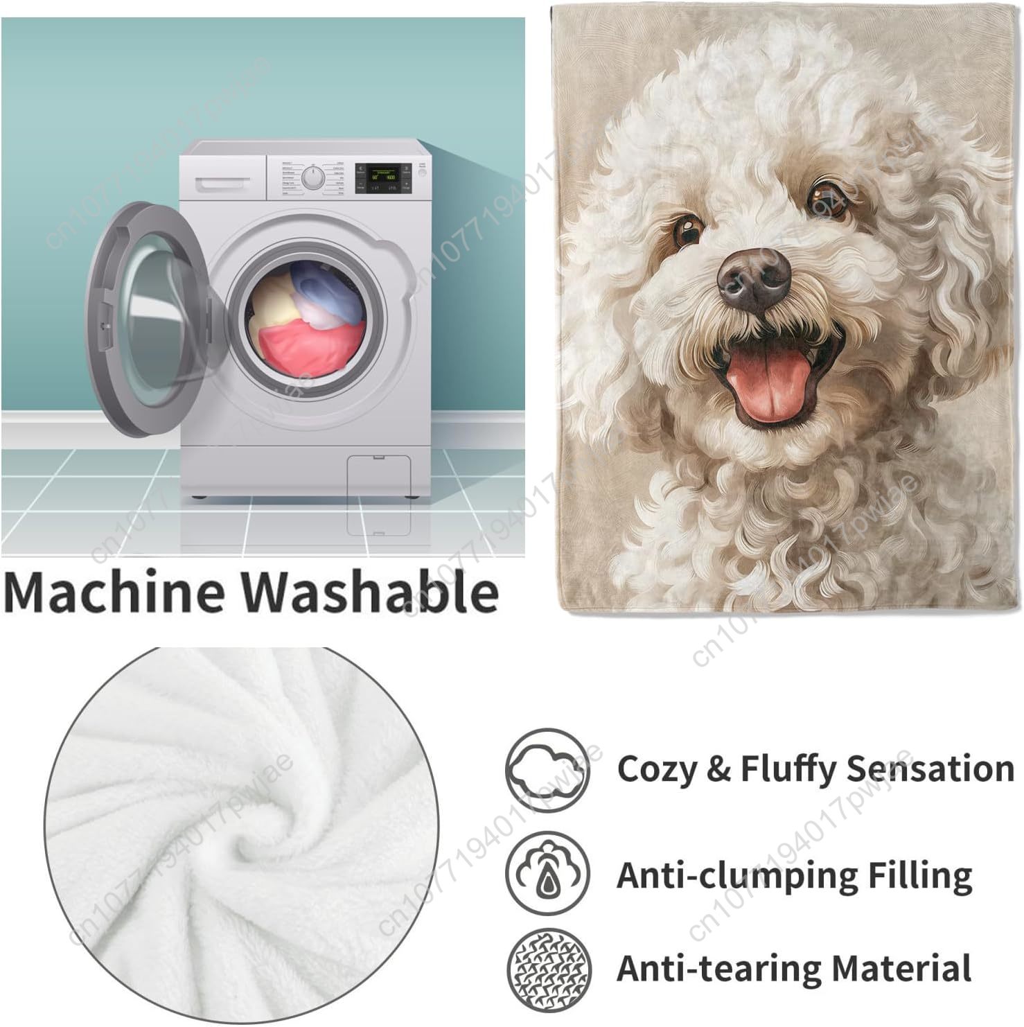 Joyful Poodle Portrait Blanket - Home Textile review and price