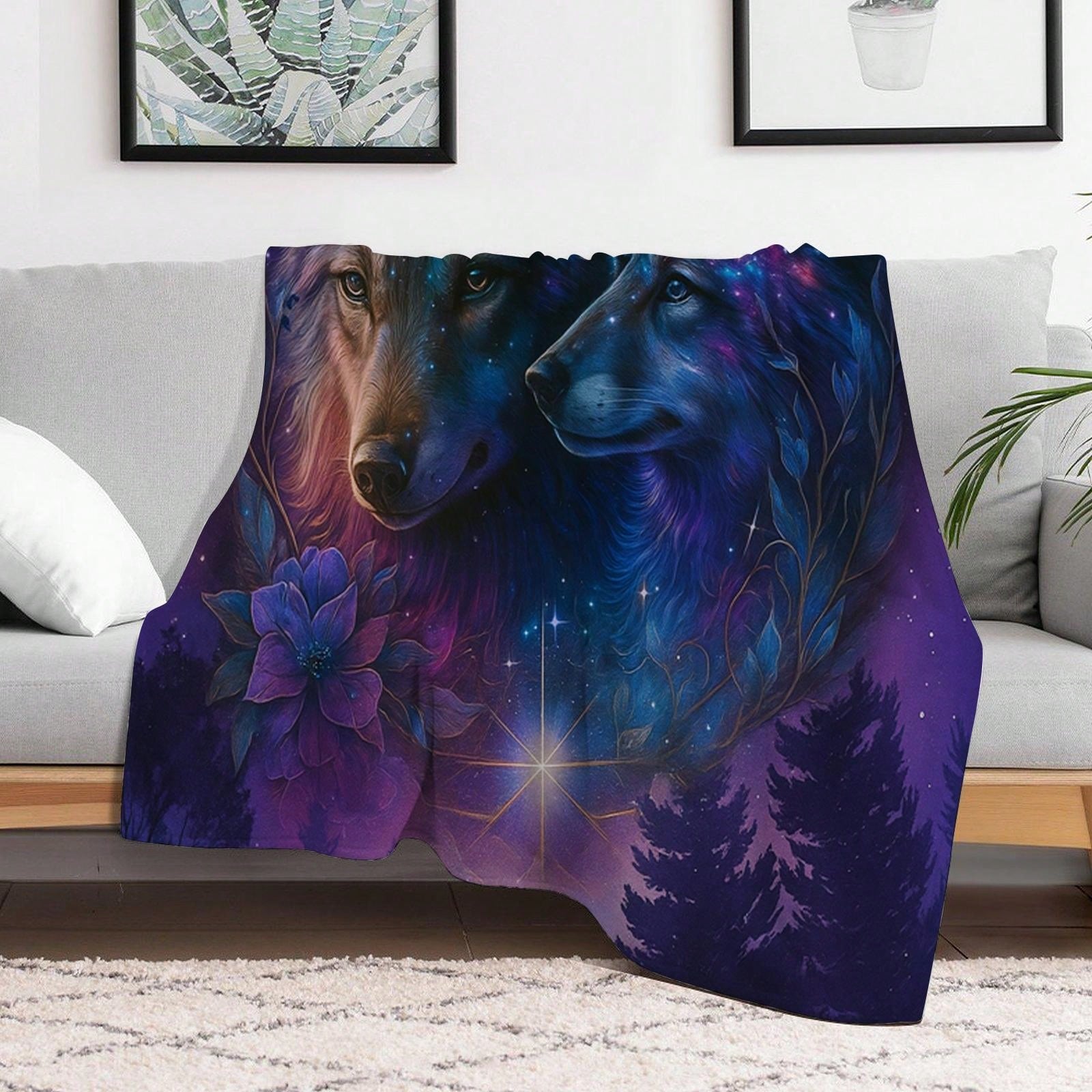 Galaxy Wolf Pattern Flannel pr - Galaxy Home Textiles review and price